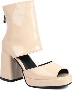 Женские сандалии на толстом высоком каблуке, с открытым носком, эластичная платформа, нарядные туфли на каблуке, сандалии-ботильоны JOEUSTY, Beige