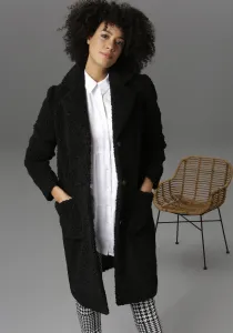 Мягкое короткое пальто Aniston CASUAL в стиле CASUAL, черный