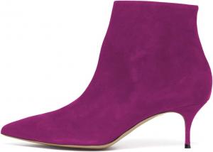 Женские ботильоны YDN с тонким средним каблуком, молнией, заостренным носком, искусственной замшей и удобной подошвой для ходьбы, Purple