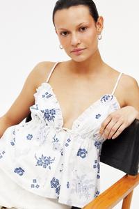 Топ NA-KD RUFFLE EDGE SINGLET, Print/White
