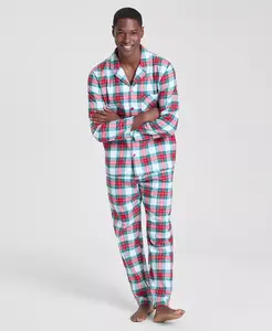 Мужской комплект семейной пижамы Merry Plaid с воротником-стойкой, созданный для Macy's Holiday Lane, белый
