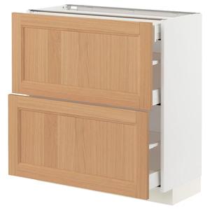 Базовая кабина с 2 фасадами/3 ящиками METOD/MAXIMERA IKEA, 80x37x80 см, цвет white/vedhamn oak