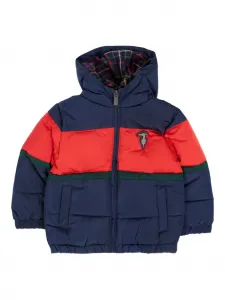 Пуховик в стиле колор-блок Trussardi Junior, синий
