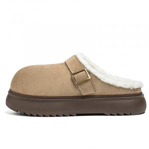 Тихие, устойчивые к запахам и истиранию закрытые тапочки для мужчин HUANAI, коричневый Fleece-Lined