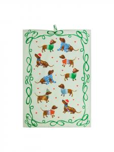 Butlers Кухонное полотенце KITCHEN TALES с изображением таксы, бело-зеленое