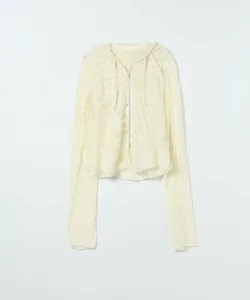 Худи с кружевной отделкой в косой технике Jeanasis, цвет Ivory(08)