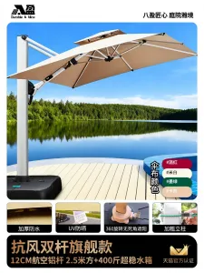 Солнцезащитный зонт Baying, 250 см, двойной резервуар 420 кг, без подсветки, хаки