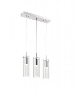 Jonathan Y Подвесной светильник Mium 21,63 дюйма, современный стиль, 3 лампы, встроенный светодиод, железо/хрусталь/стекло, хромированный