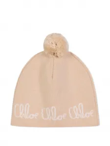 Шапка бини с помпоном Chloé Kids, нейтральный