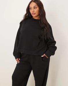 Толстовка свободного кроя с начесом сзади и рукавами реглан черного цвета от ASOS DESIGN Curve Asos Curve