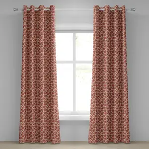 Шторы на люверсах ABAKUHAUS Coral, ностальгический узор с герберами, напоминающий о свежести лета, декоративные двухпанельные шторы, 280 см x 245 см, темно-коралловый вермо Abakuhaus