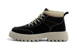 Ботинки короткие мужские Synthetic Leather Combat HUANQIU, черный хаки