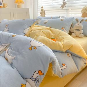 Yalu Пододеяльник 220х240 см, молочный вельвет, утолщенный