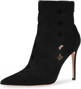 Женские ботильоны FOWT, модные с вырезами, заостренный носок, тонкий высокий каблук, на щиколотке, с боковой молнией, шпилька, элегантные для вечеринок и выпускного, размеры 4-16 US, Black