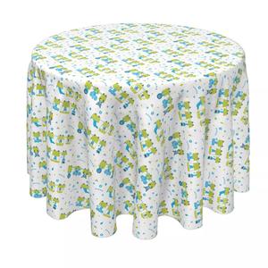 Круглая скатерть, 100% полиэстер, круглая 90 дюймов, мультяшные животные и поезда