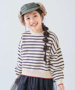 Многоразовый жаккардовый вязаный свитер для девочек, различные модели, осень-зима 2025 Devirock, цвет 021-Border-Ivory