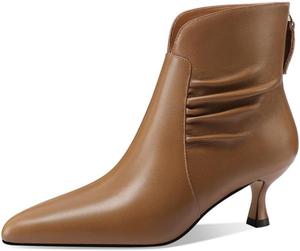Женские ботильоны TinaCus с заостренным носком, из натуральной кожи, ручной работы, на каблуке-стилет, с задней молнией, свободного силуэта, Brown
