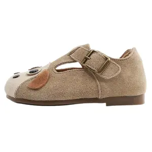Детские кожаные туфли с нескользящей подошвой MAIBUXIONG, хаки