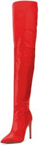 Женские сапоги FSJ с острым носком, на шпильке, выше колена, с боковой молнией, из лакированной кожи, зимние, размеры 4-15 US, Red