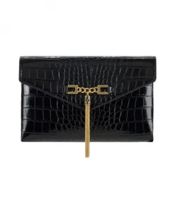 Черная сумка через плечо с принтом под крокодиловую кожу Elisabetta Franchi, черный