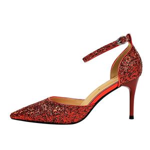 QITUMAUL Женские красные туфли на высоком каблуке [высота каблука 7,5 см], цвет Red[Heel Height 7.5cm]