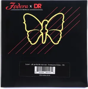 Струны для бас-гитары Fodera x DR 28120 из нержавеющей стали, круглое наматывание, суперкороткий масштаб, 6 струн - .028 - .120