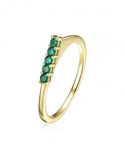 Тонкое составное кольцо с родиевым покрытием и кубическим цирконием в форме шеврона из стерлингового серебра Genevive, green