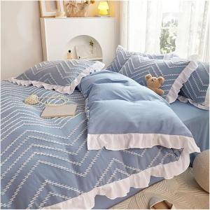 TTXNJKBF Комплект постельного белья синий кружевной стеганый