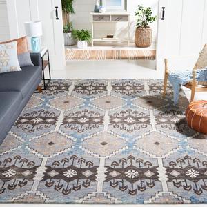 SAFAVIEH Aspen Collection ковер 305 x 427 см - , Light Blue & Cream, ручной работы бохo шерсть, идеально для помещений с высокой проходимостью в гостиной, спальне (APN512M)