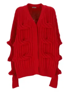 Шерстяной кардиган косой вязки MRZ, красный