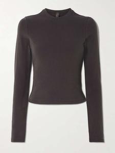 Футболка из хлопкового трикотажа с эластичным плетением - гладить Skims, коричневый