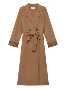 Двубортное пальто с поясом Maliparmi, коричневый