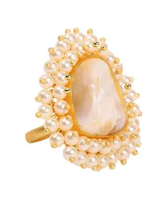 Женское кольцо с кластерным камнем Sohi, white