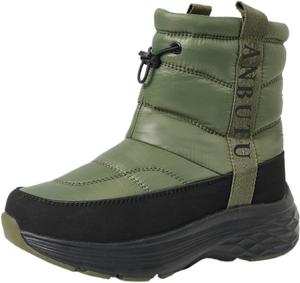 Женские зимние сапоги на снег с теплой подкладкой из флиса, удобные, высокие, повседневные, с круглым носком, на липучке Azttoztto, Green