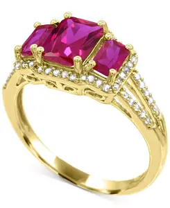 Кольцо с выращенным в лаборатории сапфиром (1-1/3 карата tw) и выращенным в лаборатории белым сапфиром (1/8 карата tw) из стерлингового серебра Macy'S, red