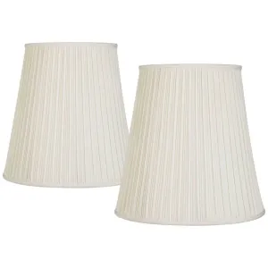 Комплект из 2 плиссированных абажуров для цилиндрических ламп, кремового цвета, большие, 30 см сверху x 45 см снизу x 45 см в высоту, с подвеской-пауком, сменным держателем и наконечником Springcrest