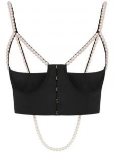 Moschino топ с искусственным жемчугом, черный
