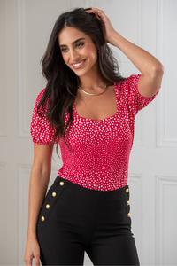 Облегающий эластичный топ с квадратным вырезом и пышными рукавами Birdie Pour Moi, белый