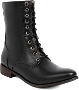 Женские ботинки на шнуровке в стиле милитари, ретро, средней длины, осенне-зимние, большого размера, для свиданий, досуга и повседневной носки BLXQPYT, Black