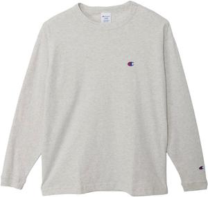 Мужская футболка с длинным рукавом, круглый вырез, 100% хлопок, логотип One Point, свободный крой, приспущенные плечи Champion, овсяный