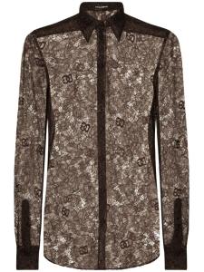 Dolce & Gabbana кружевная полупрозрачная рубашка, коричневый