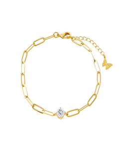 Браслет с четырьмя зубцами и кубическим цирконием в виде скрепки by Adina Eden, Gold