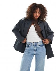 Пальто-тренч ASOS DESIGN темно-синего цвета