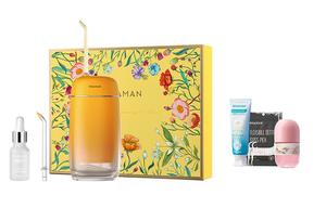 Портативный ирригатор для полости рта Xiaoxiangfei, для ортодонтического применения, мини-комплект из 8 насадок Floral Fresh Box ROAMAN, оранжевый