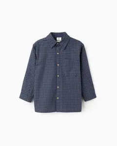 Детская рубашка в клетку Виши с карманом Zippy, темно-синий