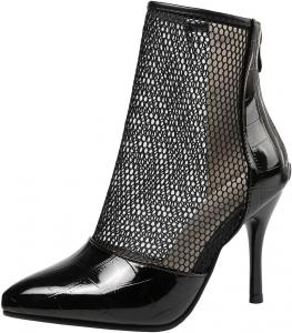 Женские ботильоны Betastella с острым носком, сеткой, высокие каблуки-стилетто, летние ботинки до щиколотки с задней молнией, Black