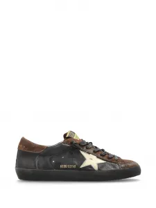 Кожаные кроссовки Super-Star с комбинированными вставками Golden Goose, черный