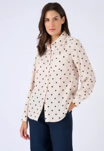 Блузка на пуговицах fluide imprimé Damart, Beige Pois