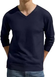 Мужской мягкий вязаный пуловер с v-образным вырезом легкий облегающий повседневный