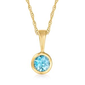 Ожерелье с подвеской Ross-Simons Swiss Blue Topaz из 14-каратного желтого золота. Длина 16 дюймов. Rs Pure, 16 In